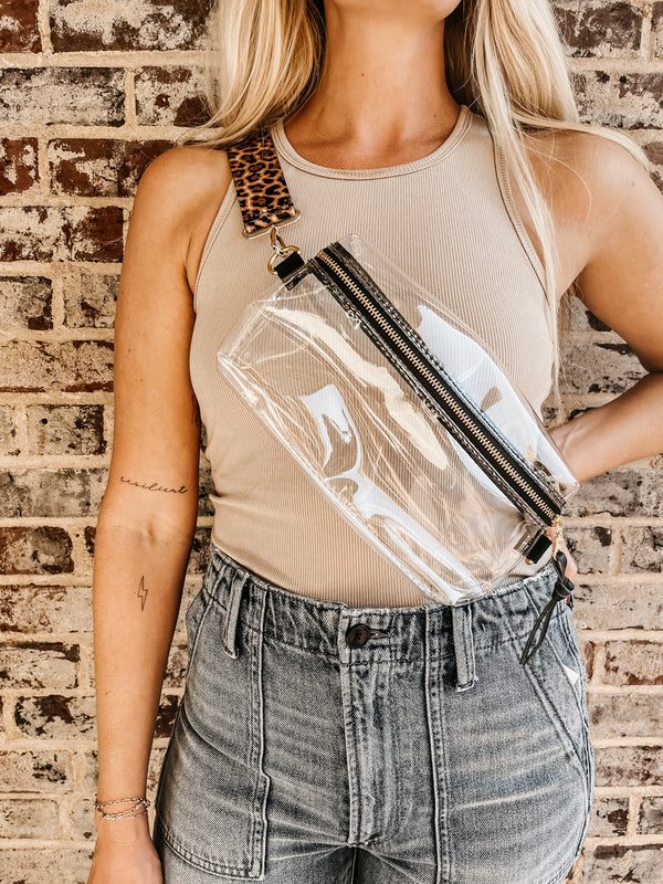 The Shania Clear Stadium Sling Bag - Black