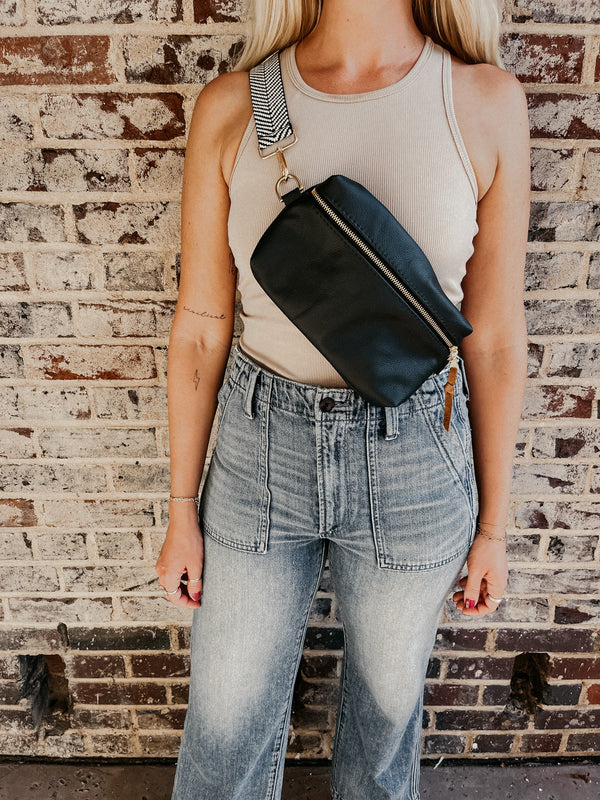 Shania Leather Sling Bag - Black