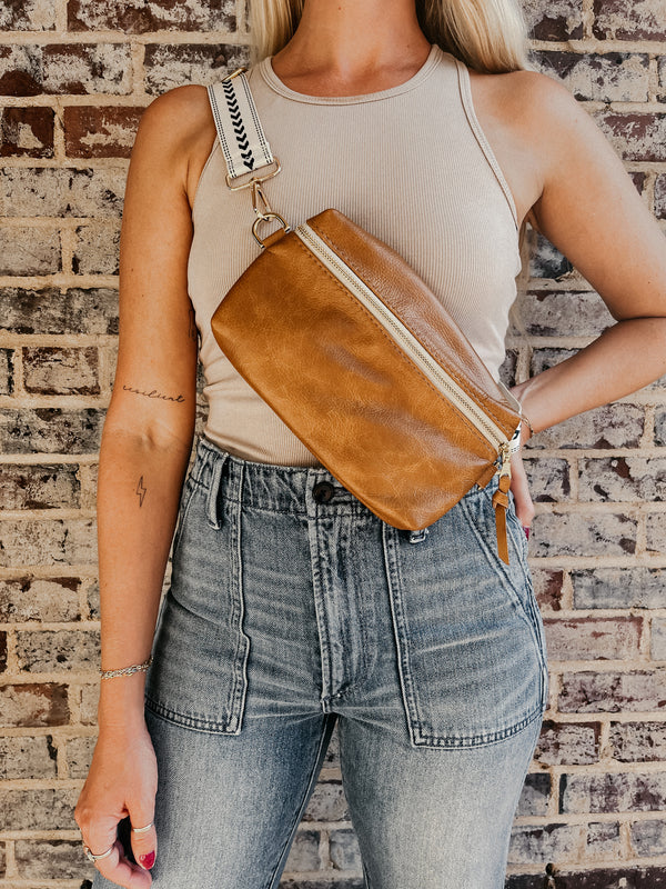 Shania Leather Sling Bag - Cognac