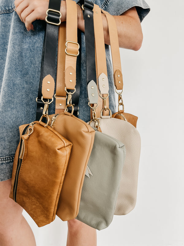 Leather Bag Strap, Adjustable - Tan
