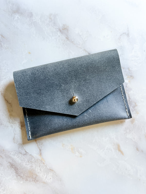 Leather Card Wallet - Blueberry