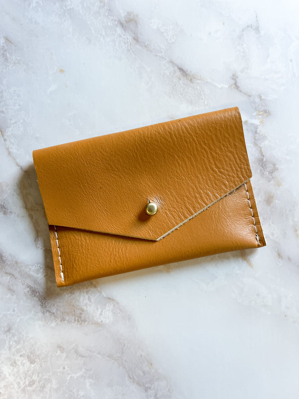 Leather Card Wallet - Mango