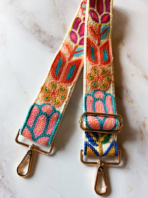 Bag Strap - Floral Embroidered 2"