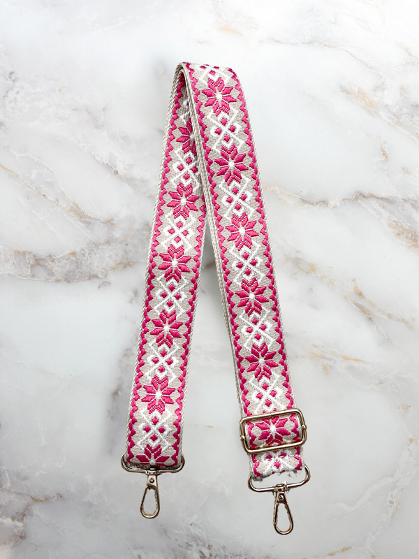 Bag Strap - Pink Flower