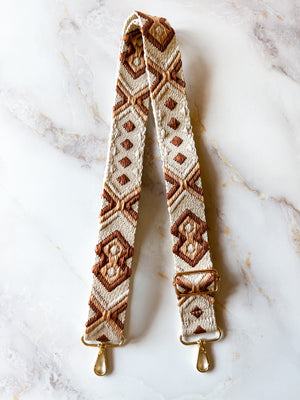 Bag Strap - Tan Embroidered 1.5”