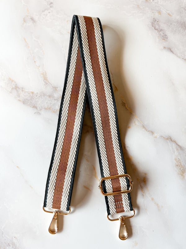 Bag Strap - Navy/Cognac Stripe