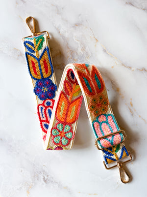 Bag Strap - Floral Embroidered 2"