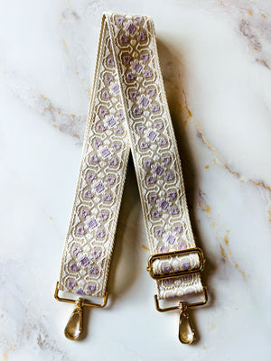 Bag Strap - Lilac Block Print 2"
