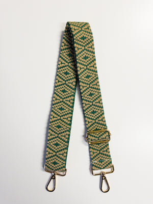 Bag Strap - Green + Tan Woven