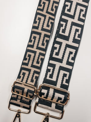Bag Strap - Black Greek Key 1.5"