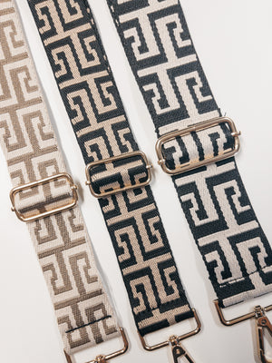 Bag Strap - Neutral Greek Key 1.5"
