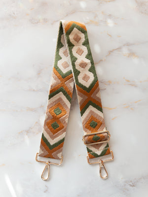 Bag Strap - Olive Embroidered 2"