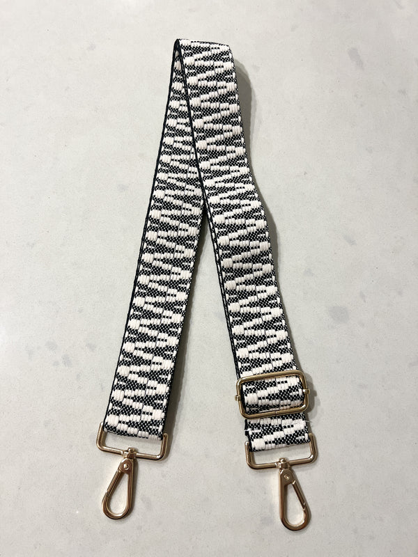 Bag Strap - Black + White Woven