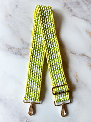 Bag Strap - Yellow/Green Embroidered Dots 2"