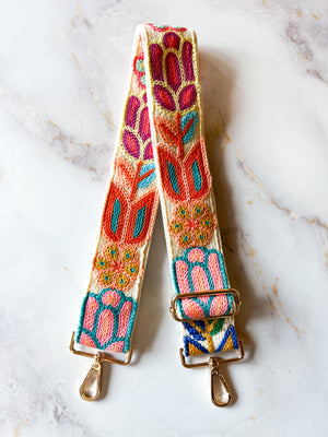 Bag Strap - Floral Embroidered 2"