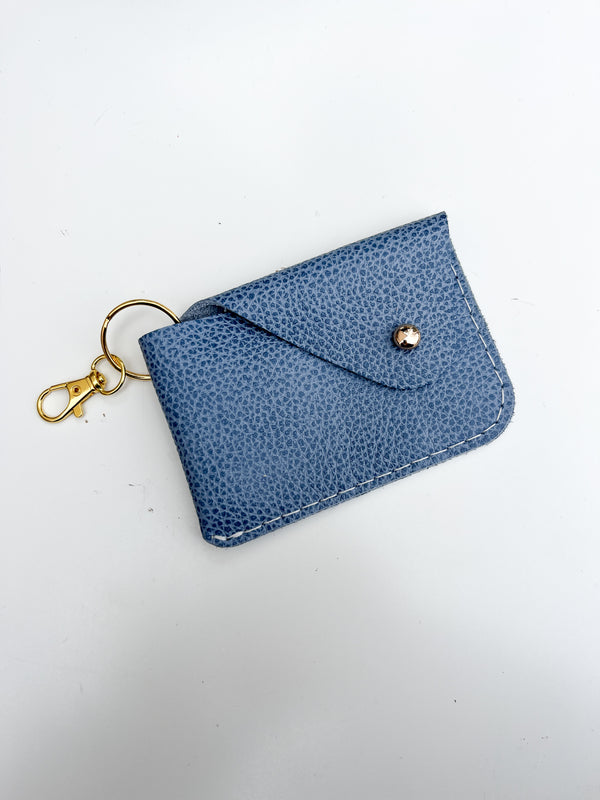 Mini Leather Card Carrier - Cobalt