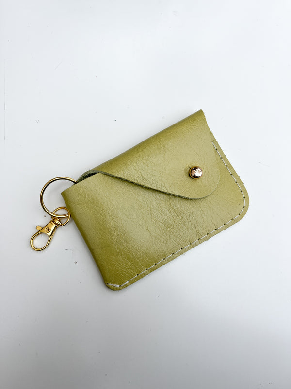 Mini Leather Card Carrier - Matcha