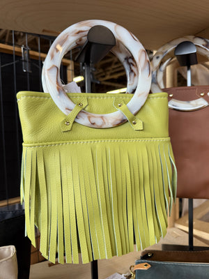 Cher Bucket Bag, Fringe - Matcha
