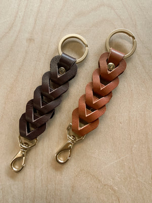 Braided Leather Keychain