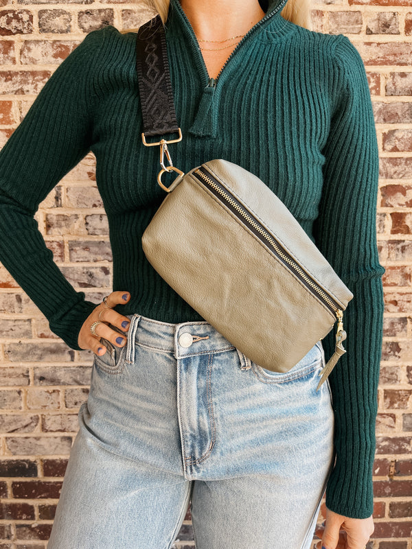 Shania Leather Sling Bag - Eucalyptus