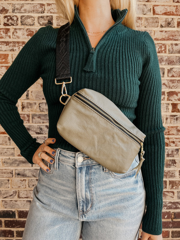 Shania Leather Sling Bag - Eucalyptus