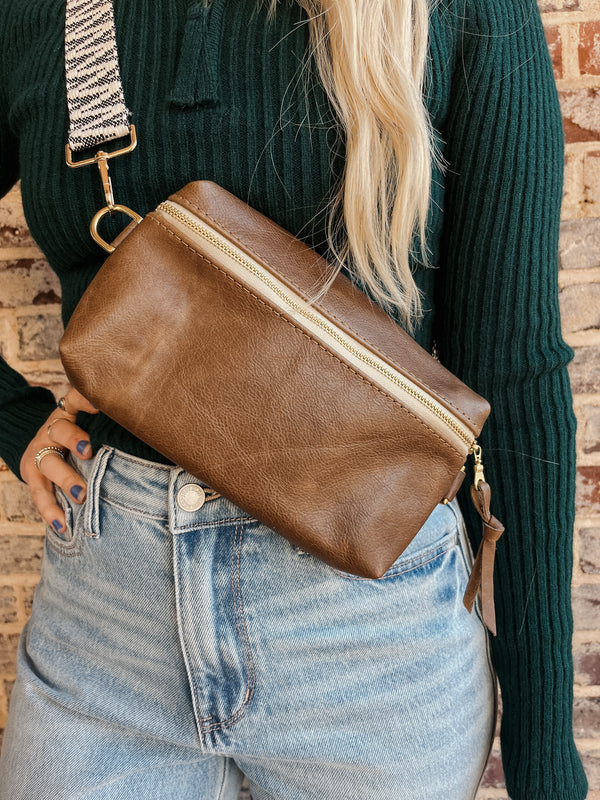 Shania Leather Sling Bag - Mocha