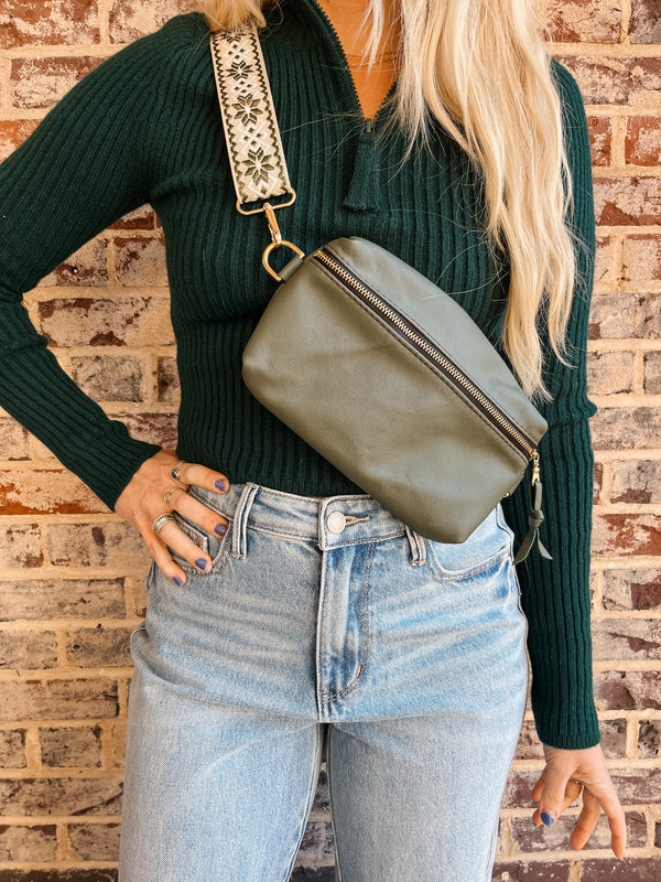 Shania Leather Sling Bag - Fern