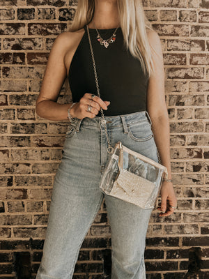 Stevie Clear Stadium Bag w/ Chain Strap