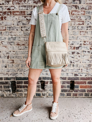 Reba Fringe Leather Bag - Almond