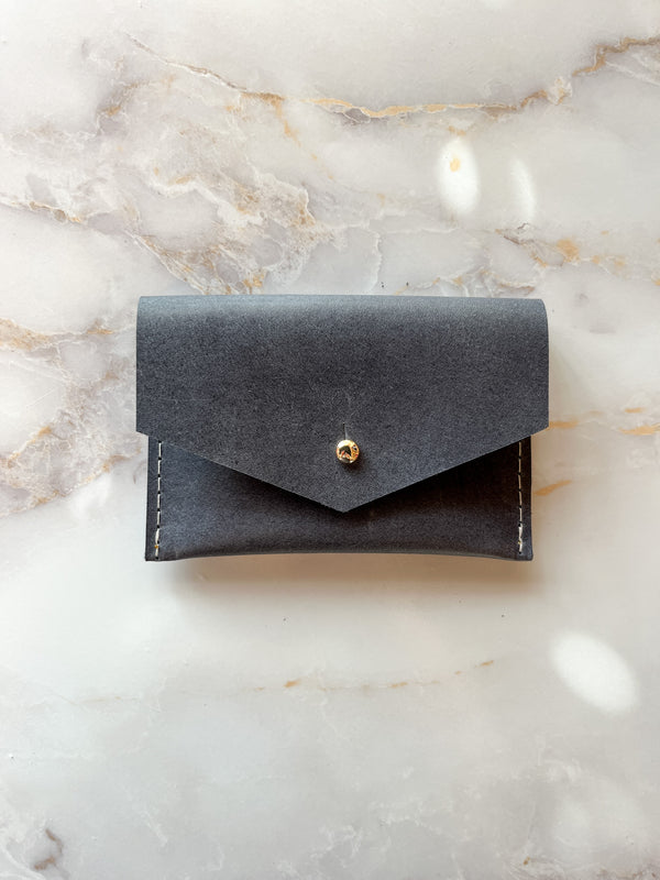 Leather Card Carrier - Blueberry