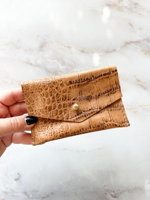 Leather Card Wallet - Croc Print
