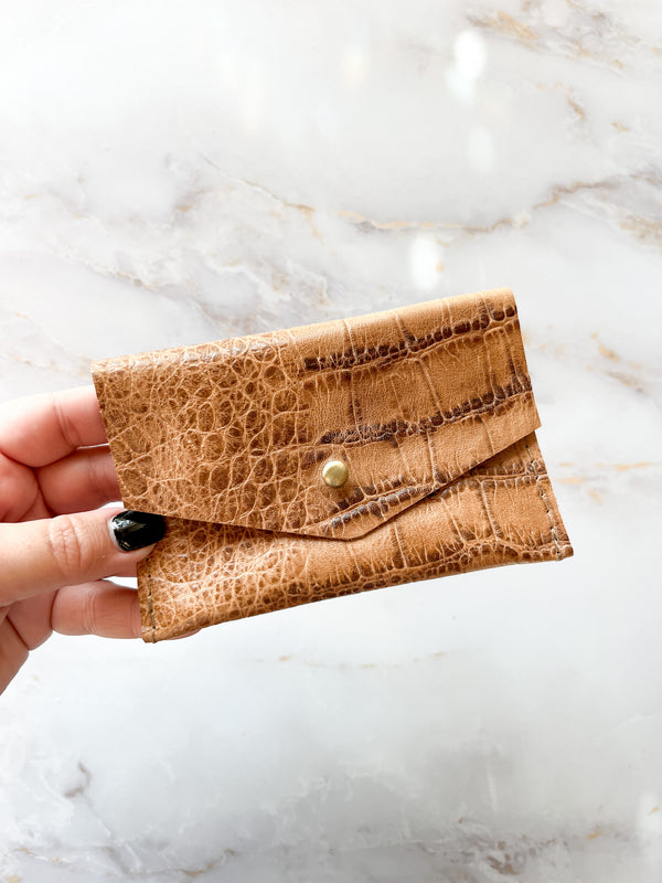 Leather Card Carrier - Croc Print