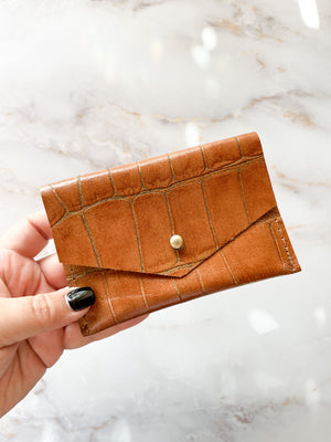 Leather Card Wallet - Flat Croc Print