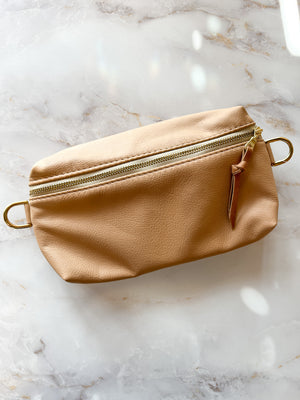 Shania Leather Sling Bag - Apricot