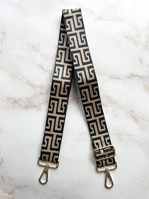 Bag Strap - Black Greek Key 1.5"