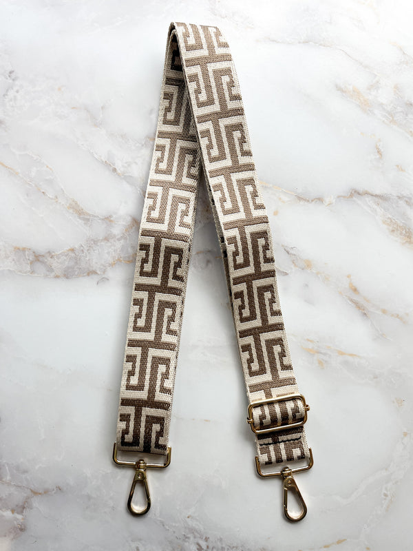 Bag Strap - Neutral Greek Key 1.5"