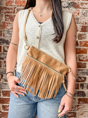 Celine Leather Crossbody Bag - Fringe Butterscotch