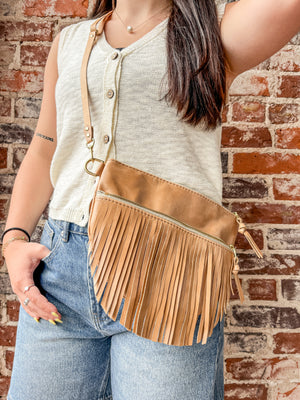 Celine Leather Crossbody Bag - Fringe Butterscotch