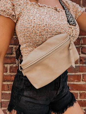 Shania Leather Sling Bag - Almond