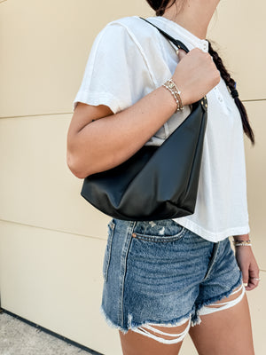 Jo Leather Shoulder Bag - Black