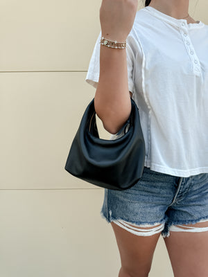 Jo Leather Shoulder Bag - Black