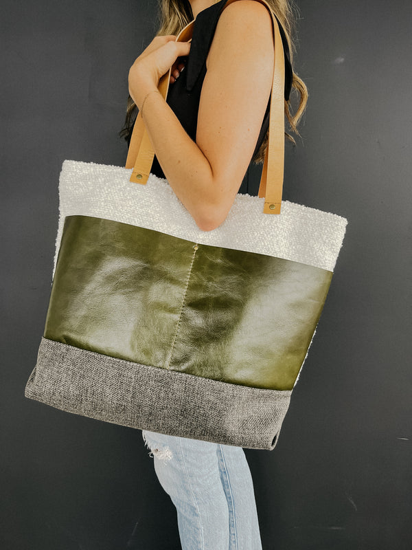 PBxMH Large Tote - Boucle/Green