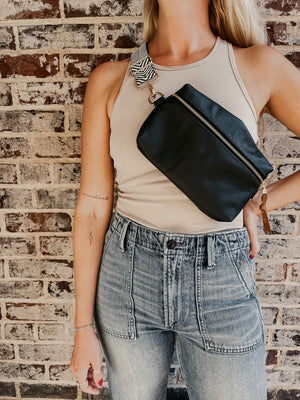 Shania Leather Sling Bag - Black