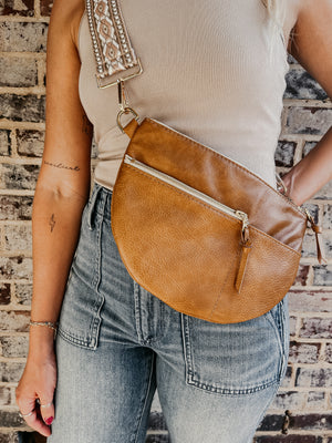 Celine Leather Crossbody Bag - Cognac