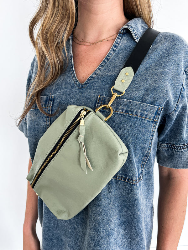 Shania Leather Sling Bag - Mint Julep