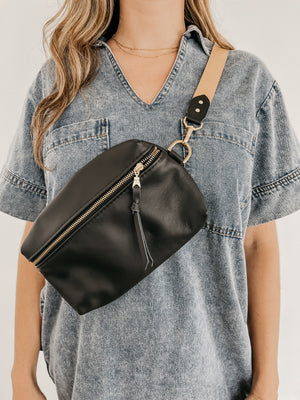 Leather Bag Strap, Adjustable - Tan