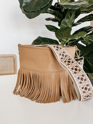 Reba Fringe Leather Bag - Clay
