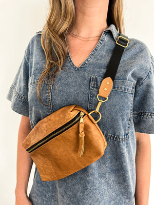 Leather Bag Strap, Adjustable - Black