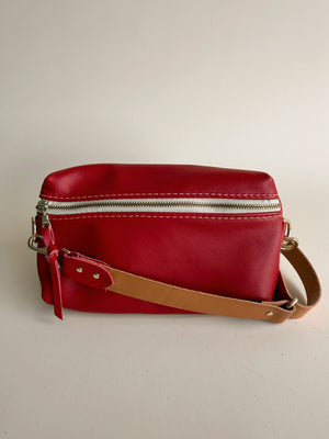 Shania Leather Sling Bag - Cherry