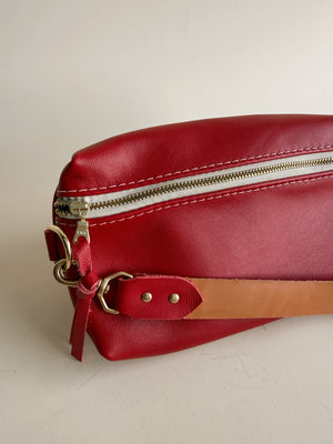 Shania Leather Sling Bag - Cherry